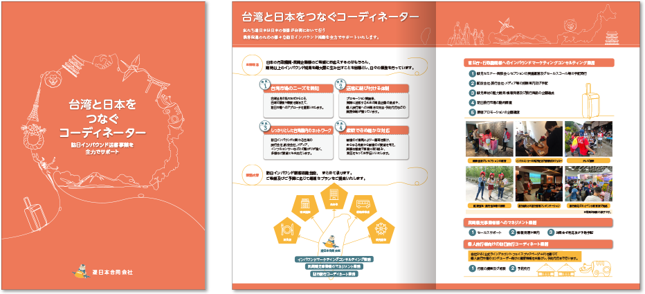 遊日本合同会社様  会社案内デザイン実績 センター折り 4ページ