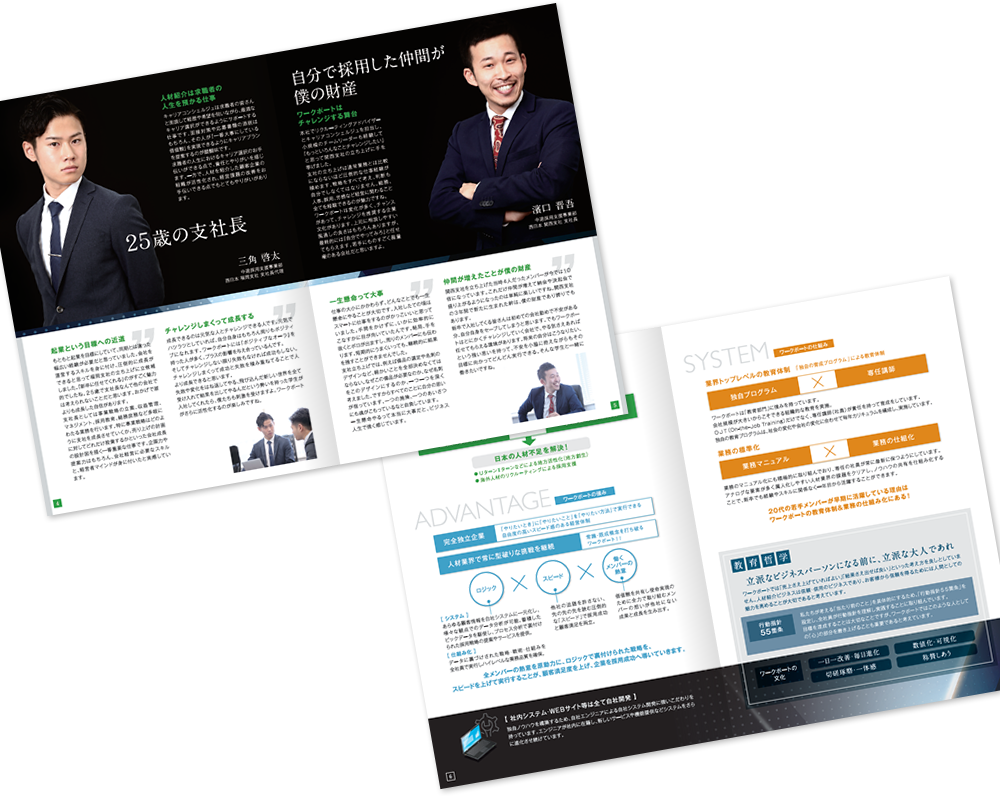 ワークポート様 採用パンフレットデザイン実績 中綴じ 8ページ2