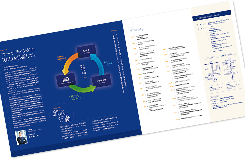 リサーチ・アンド・ディベロプメント様 会社案内デザイン実績