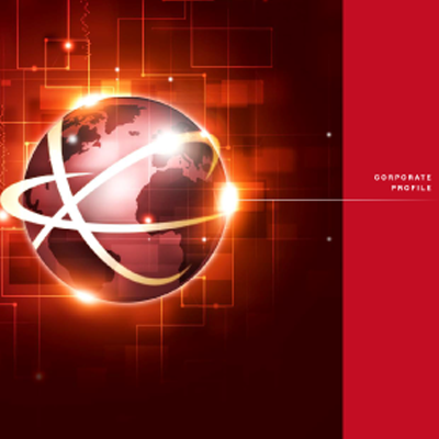 ビットクロス株式会社 様 会社案内制作実績：赤とオレンジのグラデーションが印象的な、先進的でグローバルなビットクロス株式会社の会社案内