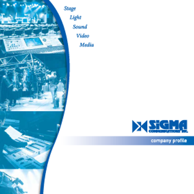 株式会社シグマコミュニケーションズ 様 会社案内制作実績：クールブルーのグラデーションが印象的な、先進的で信頼感のあるシグマコミュニケーションズ会社案内の表紙
