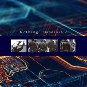 株式会社エス・ケイ・ディ 様 会社案内制作実績：株式会社エス・ケイ・ディ会社案内：濃い青とオレンジを基調とした近未来的なデザイン