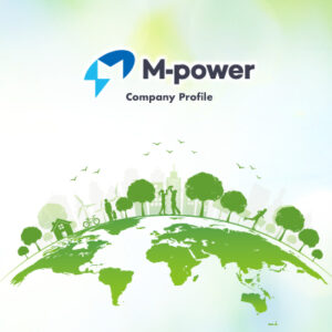 株式会社M-power 様 会社案内制作実績：M-powerの会社案内：グリーンを基調とした、環境に優しい先進的な企業イメージ