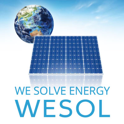 株式会社WESOL 様 会社案内制作実績：WESOL株式会社の会社案内。青と水色を基調とした、信頼感と先進性を感じさせるデザイン。環境に配慮した事業内容を表現。