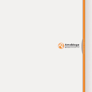 株式会社アモルデイジ 様 会社案内制作実績：アモルデイジ会社案内表紙。淡いベージュを基調に、オレンジのアクセントが信頼感とプロフェッショナルな印象を与える